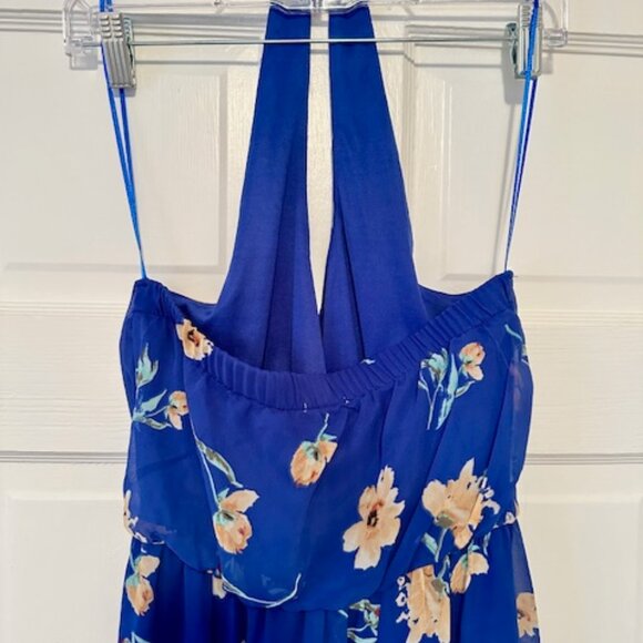 Sienna Sky Blue Long Floral Halter Maxi Dress - Picture 8 of 8
